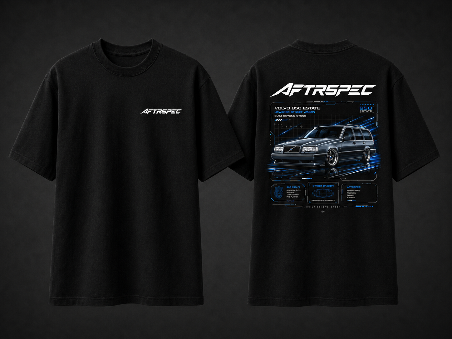AFTRSPEC Volvo 850 Estate custom tee mockup